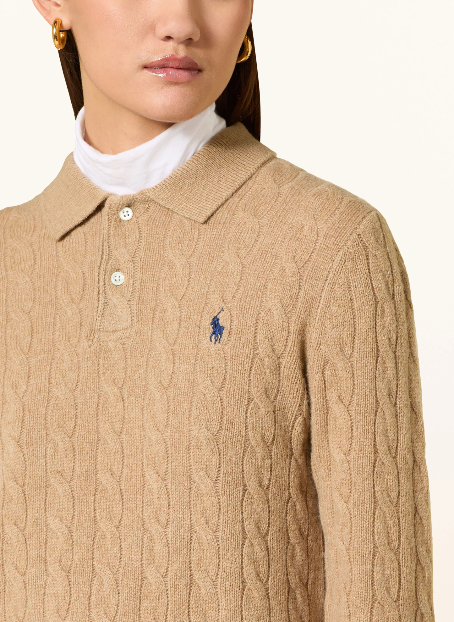POLO RALPH LAUREN Strick-Poloshirt – CAMEL