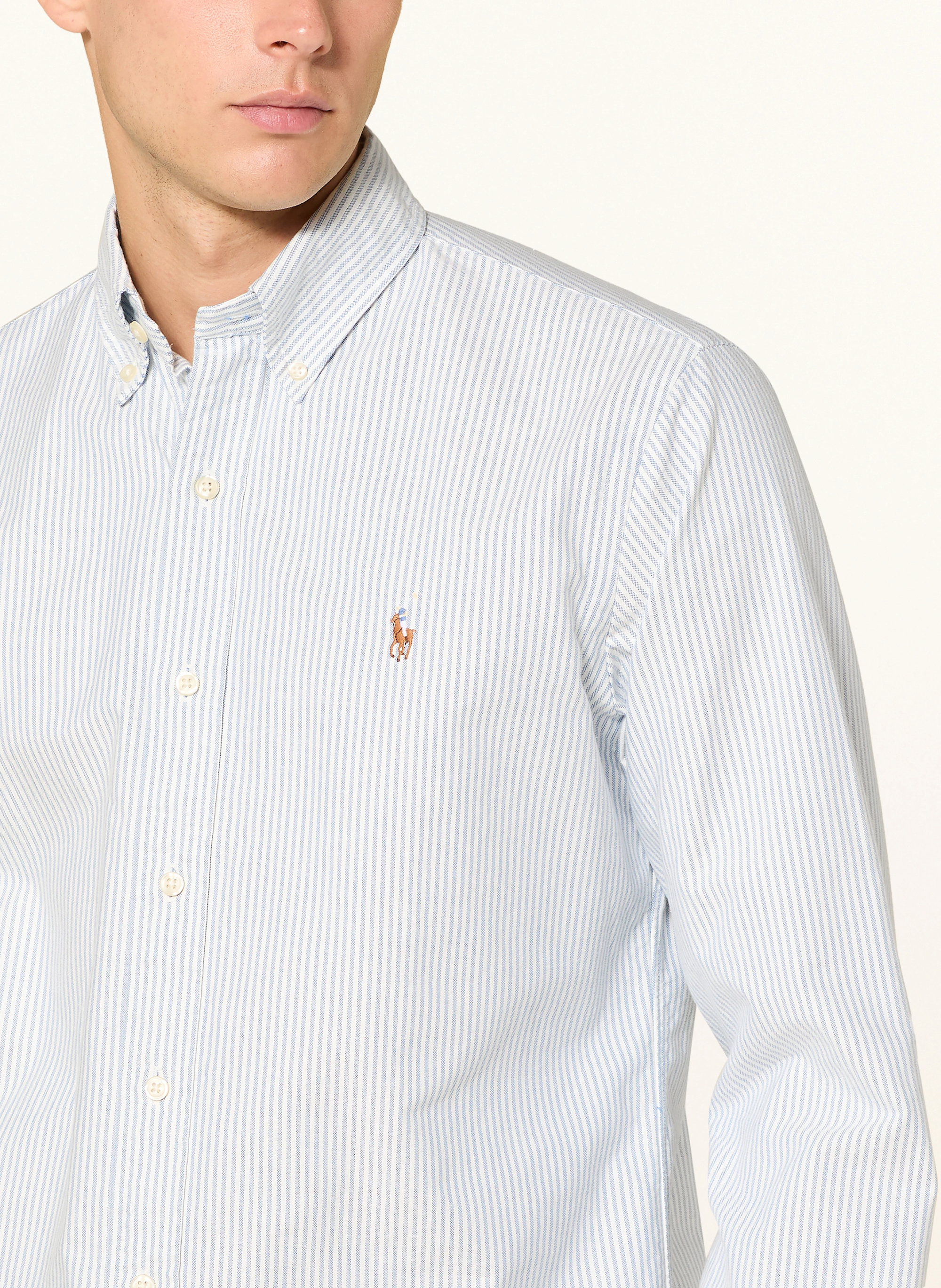 POLO RALPH LAUREN Hemd Custom Fit – WEISS / HELLBLAU