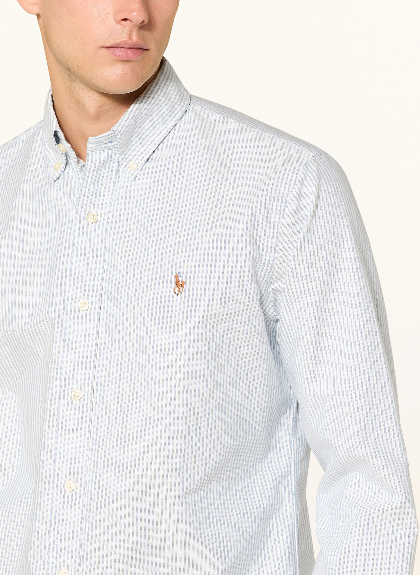 POLO RALPH LAUREN Hemd Custom Fit – WEISS / HELLBLAU