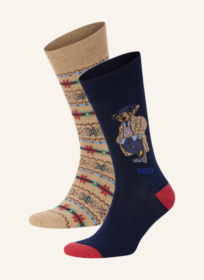 POLO RALPH LAUREN 2er-Pack Strümpfe – DUNKELBLAU / BEIGE / DUNKELROT