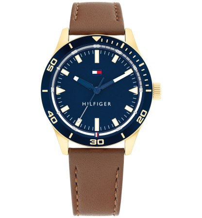 Tommy Hilfiger Men's Quartz Brown Leather Strap Watch 44mm - Brown