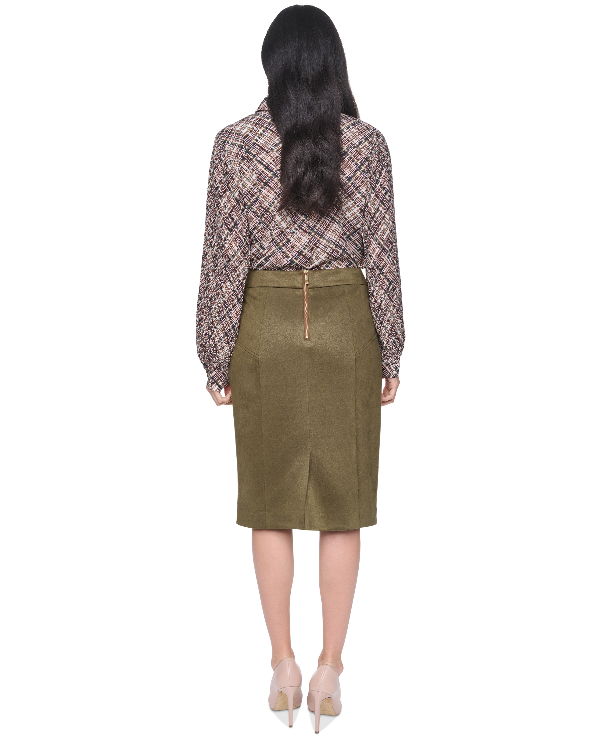 Tommy Hilfiger Women's Fx Suede High-Waisted Pencil Skirt - Dark Olive