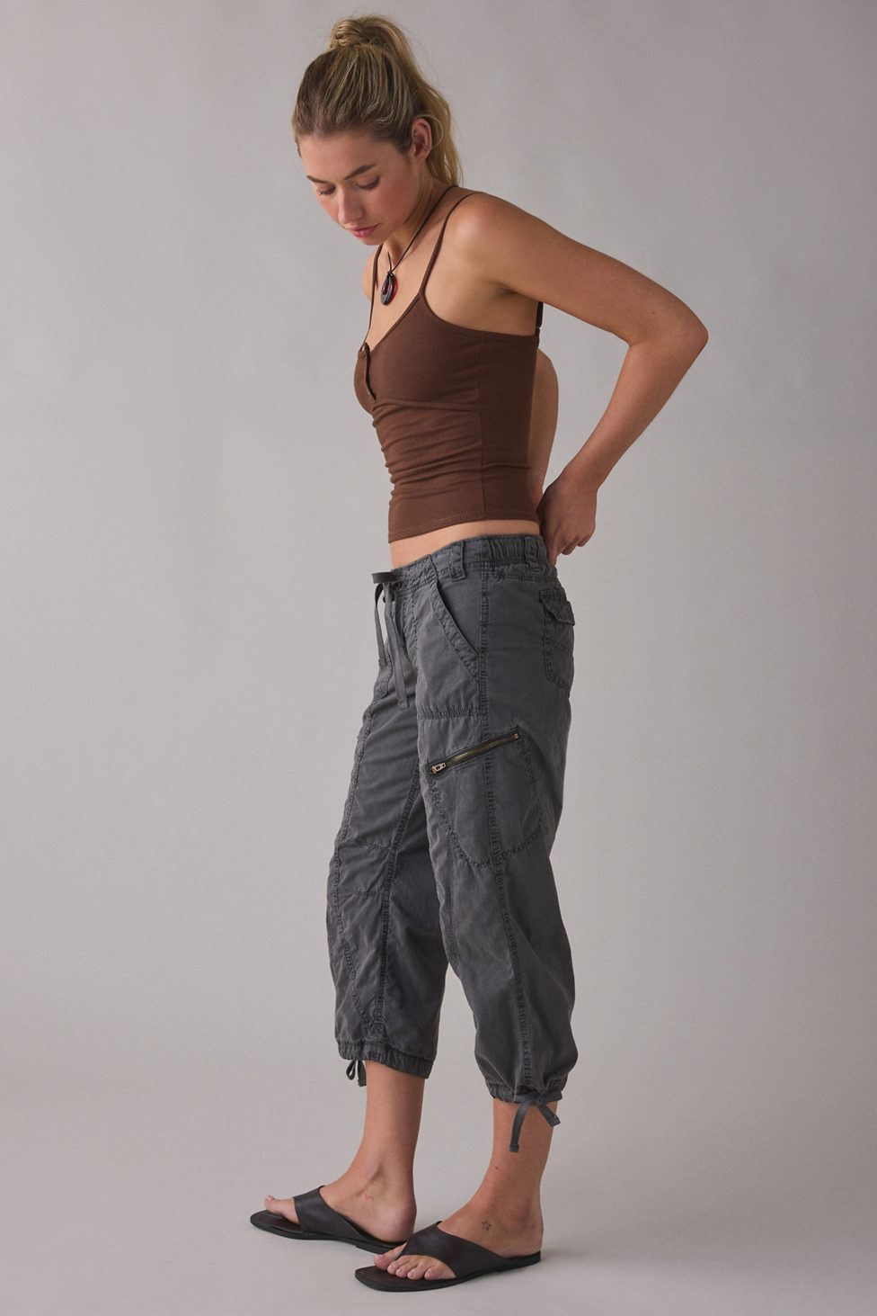 BDG Sidekick Crop Cotton Utility Pants - Black