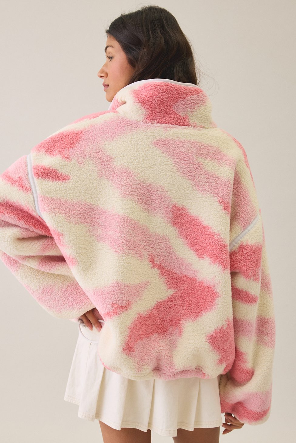 Out From Under Pretty Plush Fleece Quarter Zip Pullover - Pink Tiger