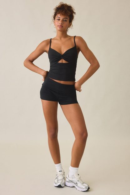 Out From Under Bec Twist-Front Cropped Cami - Black