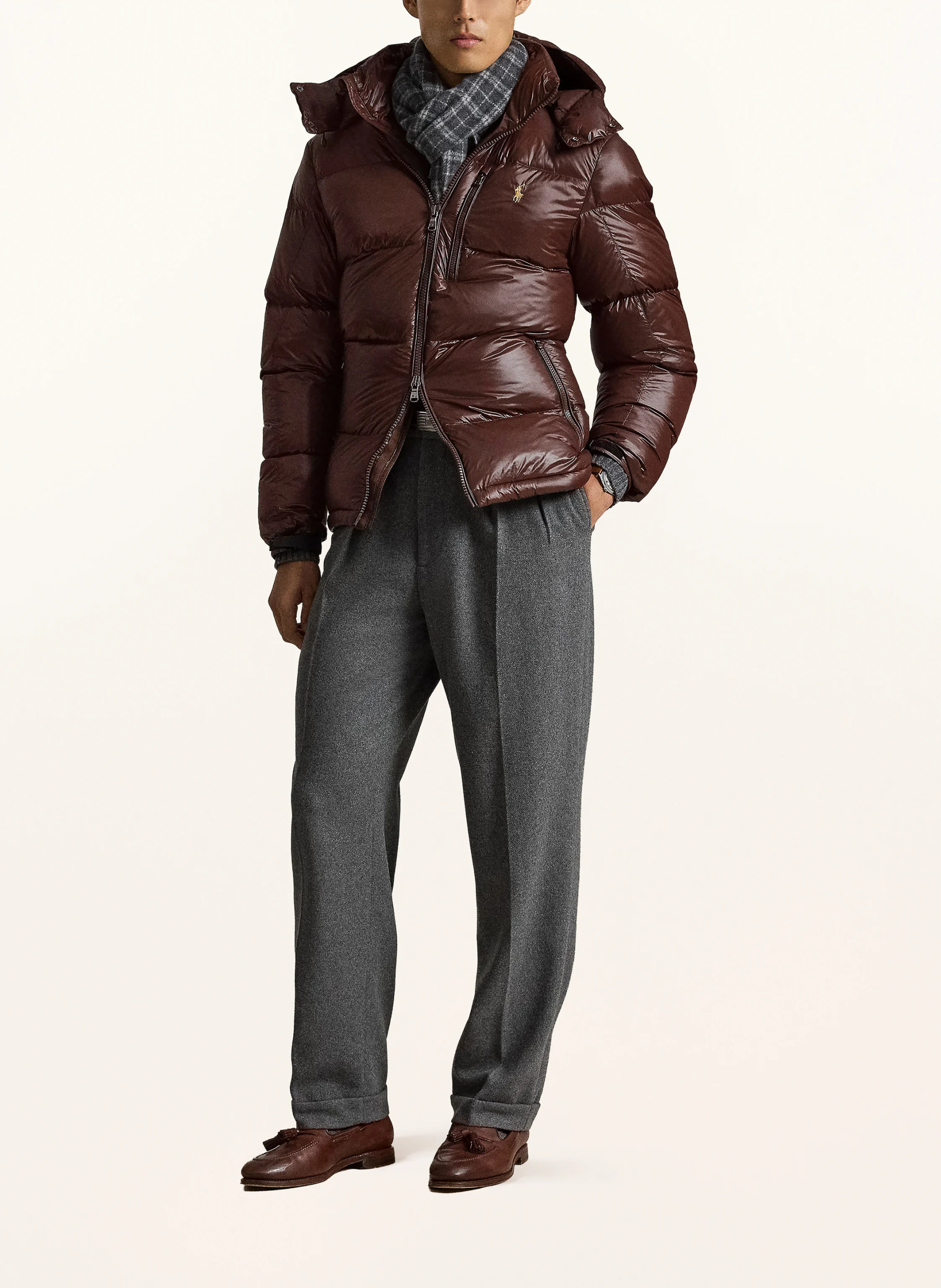 POLO RALPH LAUREN Daunenjacke GORHAM mit abnehmbarer Kapuze – DUNKELBRAUN
