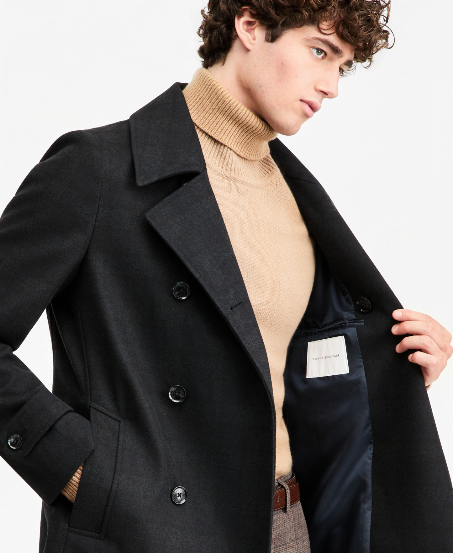 Tommy Hilfiger Men's Modern Fit Peacoat - Blue Plaid
