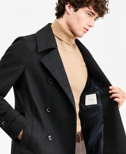 Tommy Hilfiger Men's Modern Fit Peacoat - Blue Plaid