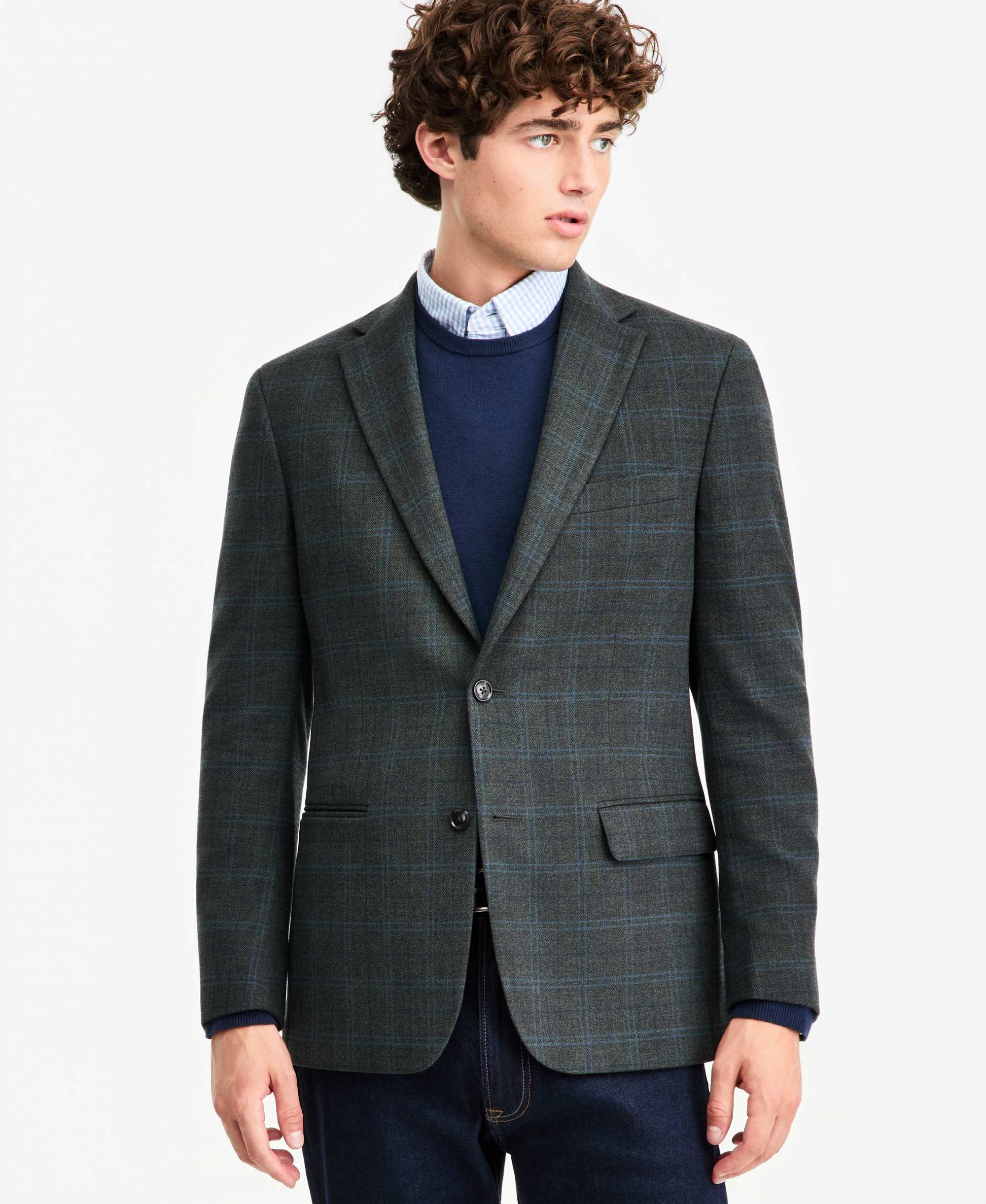 Tommy Hilfiger Men's Modern-Fit Patterned Sport Coat - Green Blue