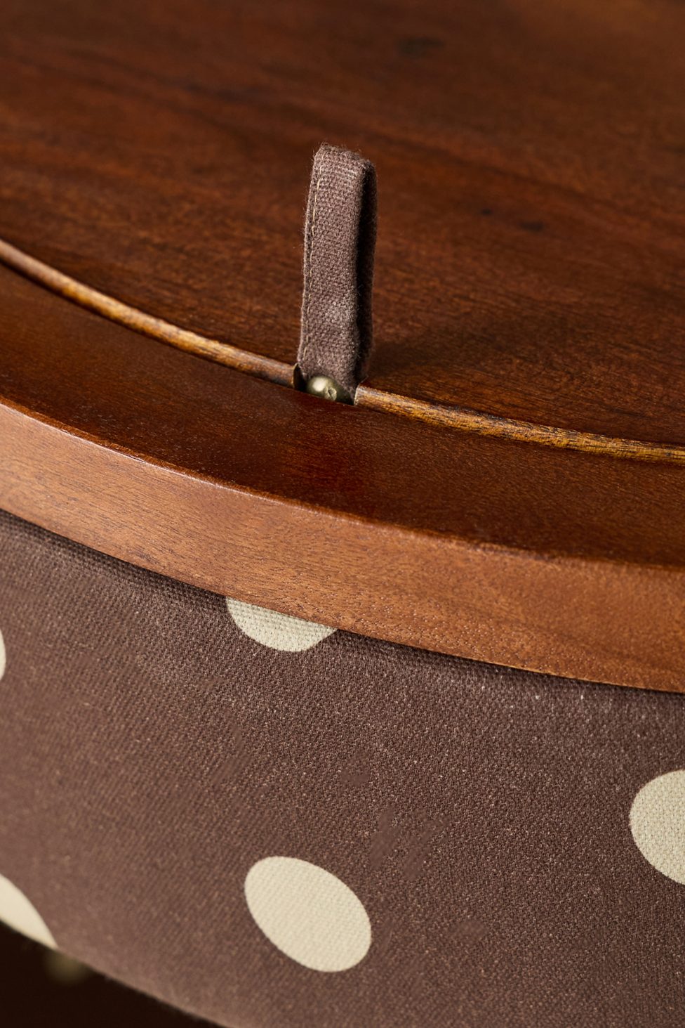 Jane Upholstered Vanity & Stool Set - Brown/Ivory Polka Dot