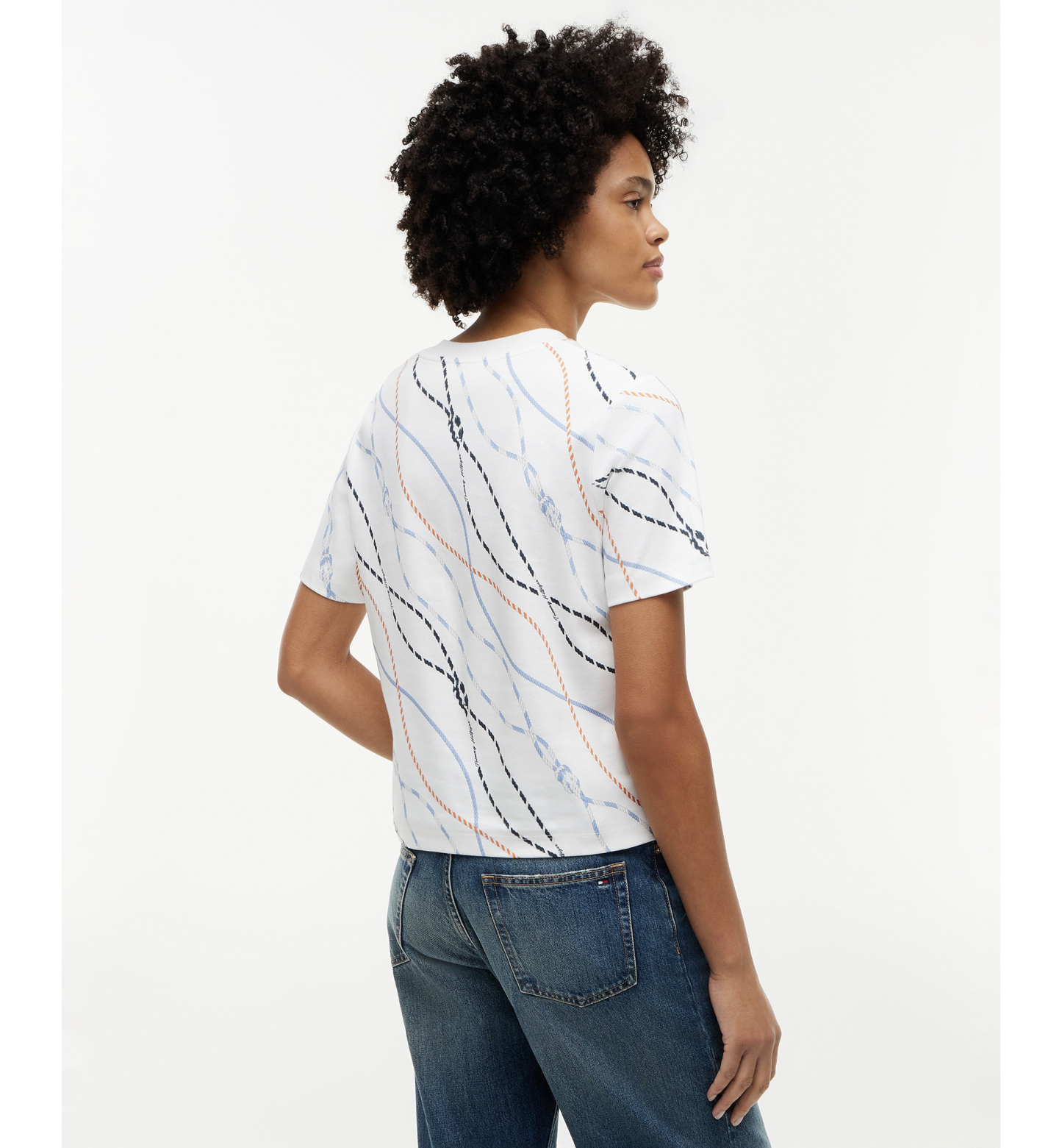 Tommy Hilfiger Women's Interlock Boxy Crewneck Short-Sleeve T-Shirt - Multi Color Rope