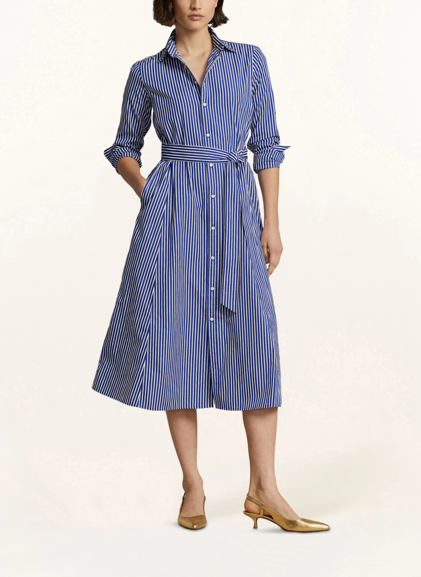 POLO RALPH LAUREN Hemdblusenkleid – WEISS / DUNKELBLAU
