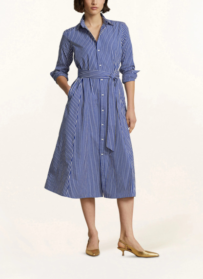 POLO RALPH LAUREN Hemdblusenkleid – WEISS / DUNKELBLAU