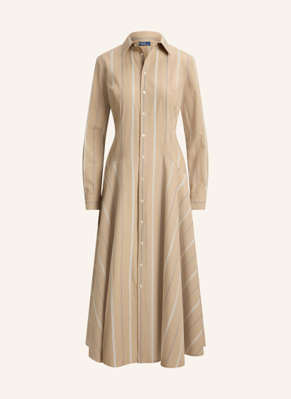 POLO RALPH LAUREN Hemdblusenkleid – BEIGE / DUNKELGRAU / WEISS