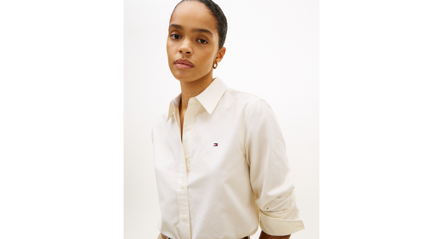 Tommy Hilfiger Women's Long-Sleeve Oxford Shirt - Ecru