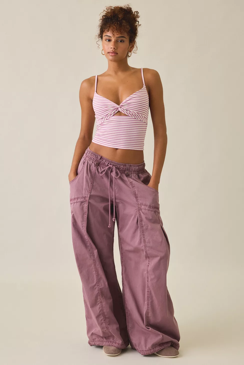 Out From Under Bec Twist-Front Cropped Cami - Light arctic pink