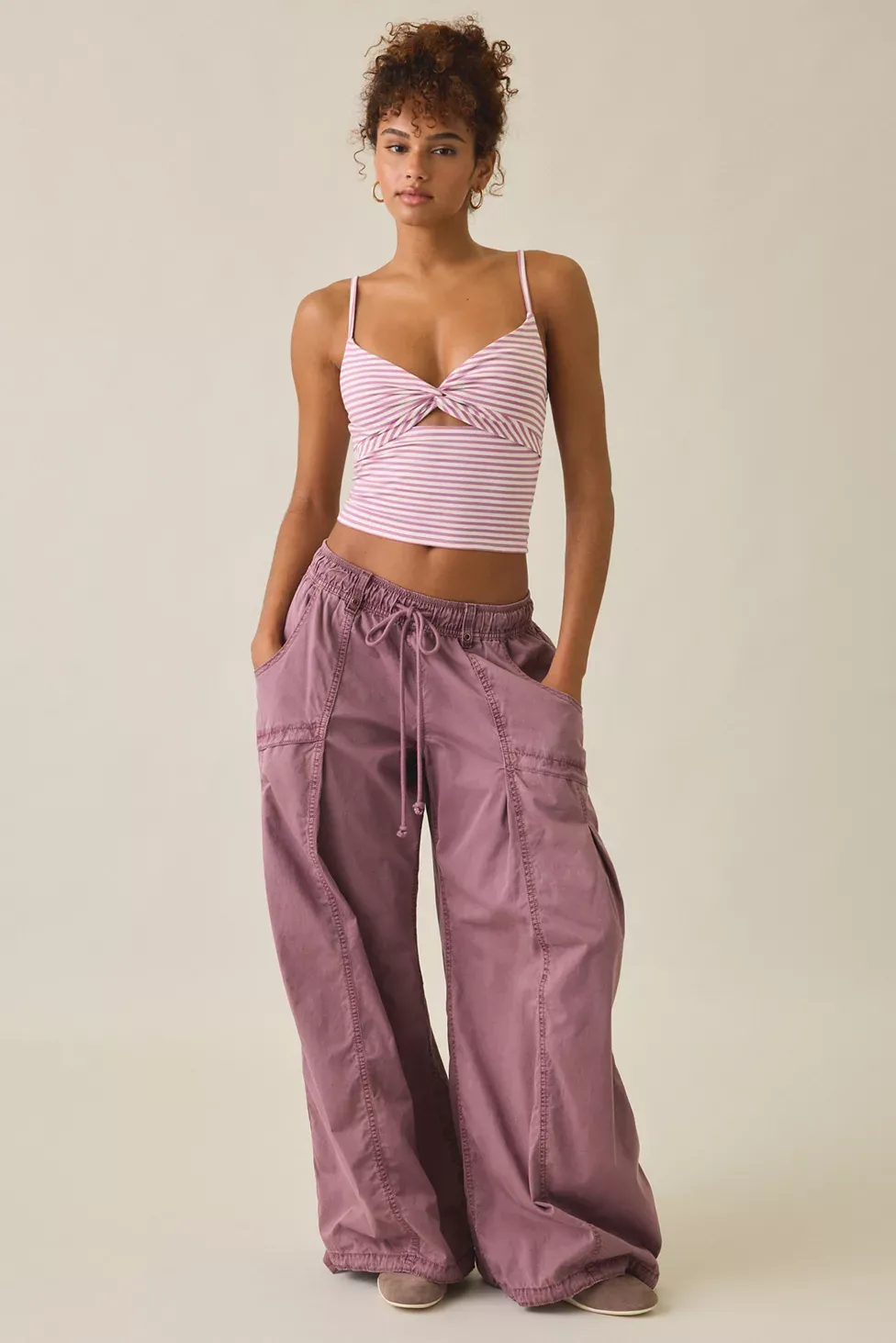 Out From Under Bec Twist-Front Cropped Cami - Light arctic pink