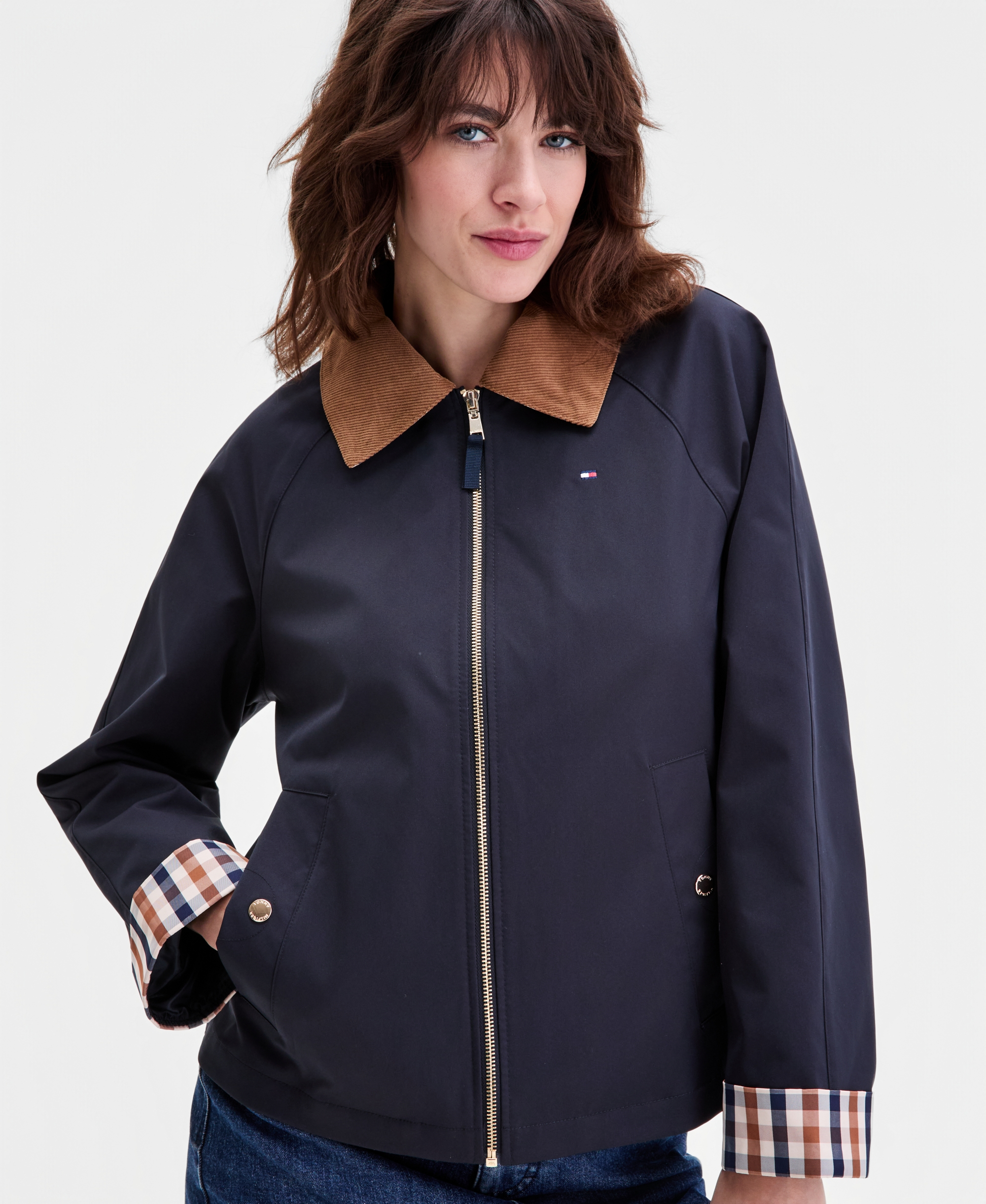 Tommy Hilfiger Women's Corduroy-Collar Barn Jacket - DARK NAVY