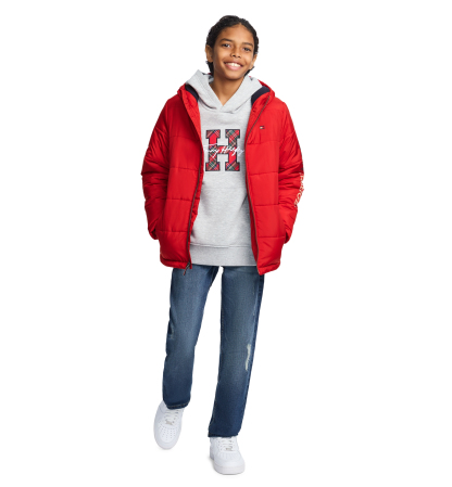Tommy Hilfiger Boys' 8-20 Logo Puffer Jacket - Scarlet Sage