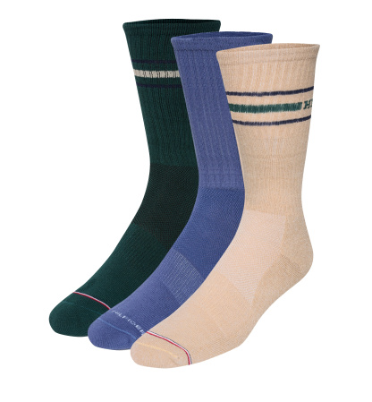 Tommy Hilfiger Men's 3-Pack Athletic Crew Sock - Green Assorted