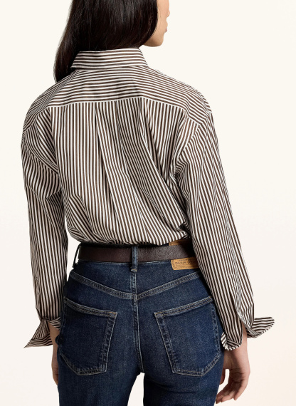 POLO RALPH LAUREN Hemdbluse – DUNKELBRAUN / WEISS