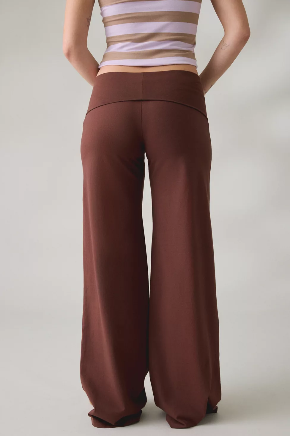 Out From Under Bec Foldover Wide Leg Pants - Chocolate