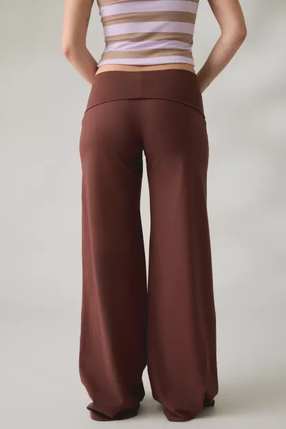 Out From Under Bec Foldover Wide Leg Pants - Chocolate