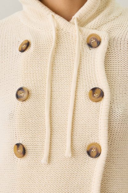 BDG Off Campus Double Breasted Hooded Cardigan - Cream