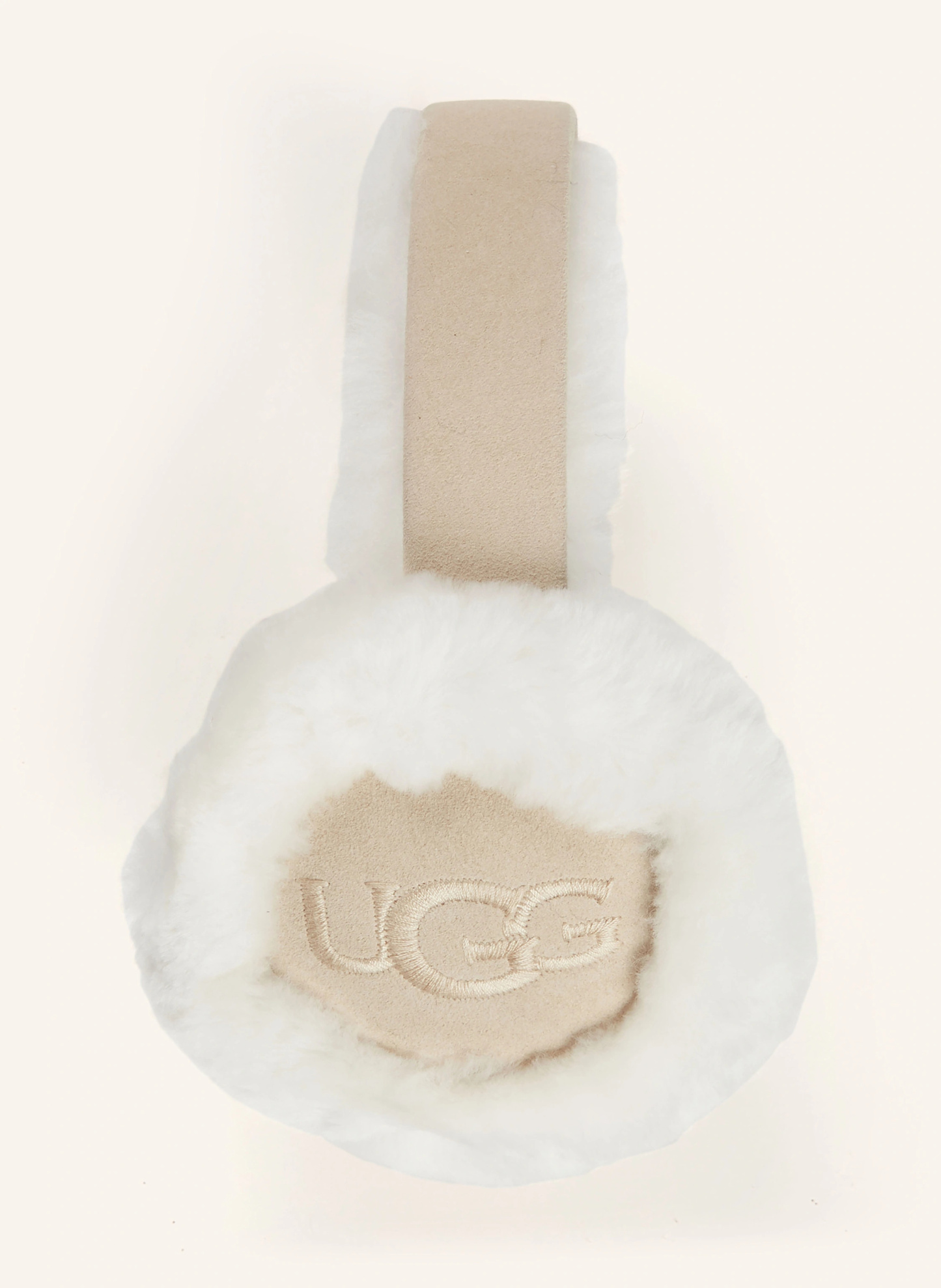 UGG Ohrenwärmer mit Echtfell – BEIGE / WEISS
