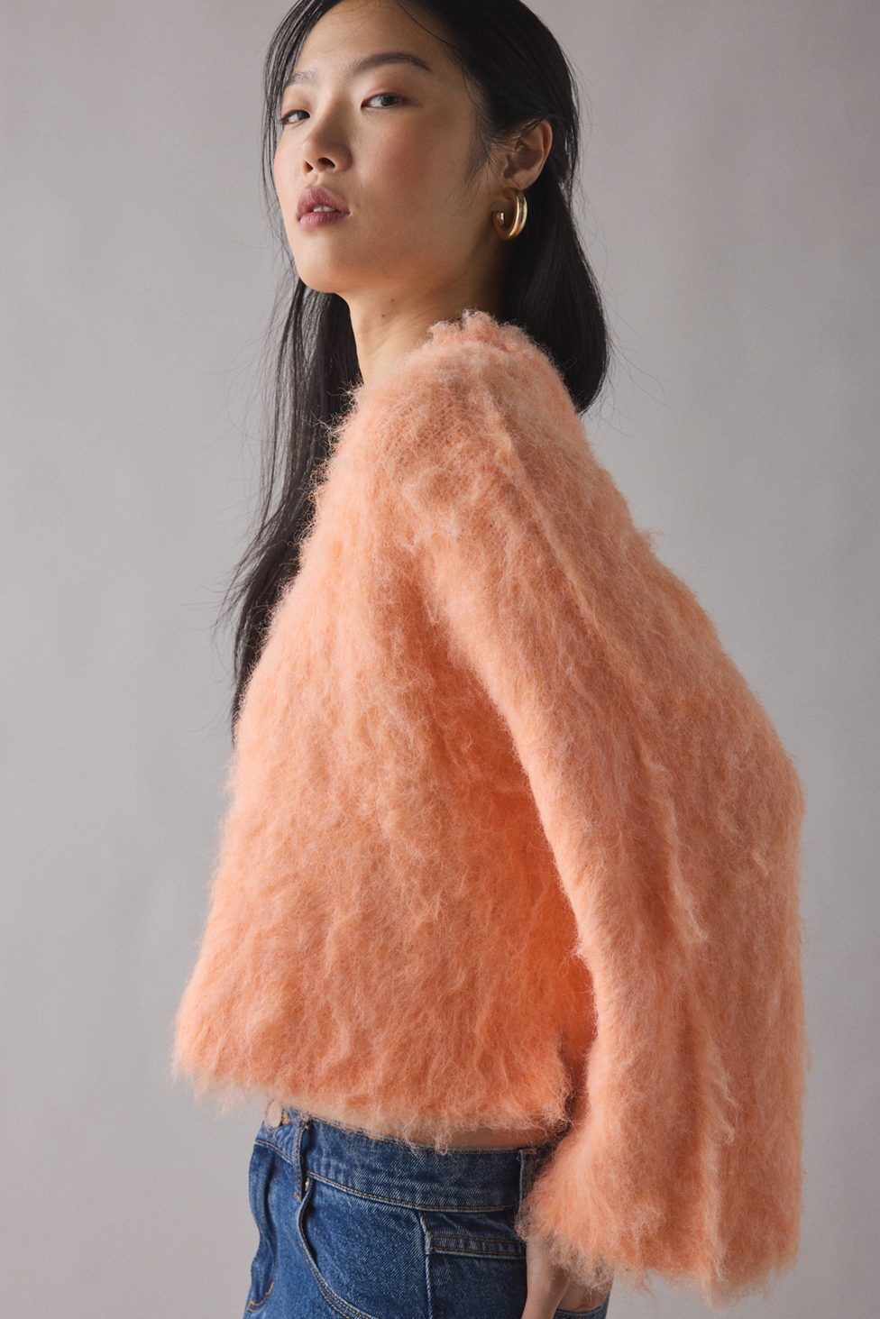 BDG Bailey Brushed Knit Oversized Pullover Sweater - Peach