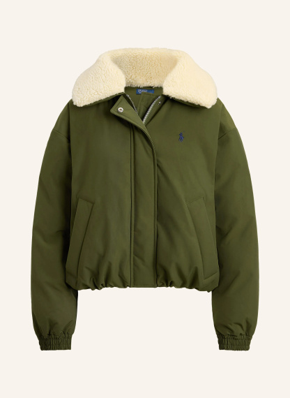 POLO RALPH LAUREN Daunenblouson mit abnehmbarem Kunstfell – OLIV / ECRU / DUNKELBLAU