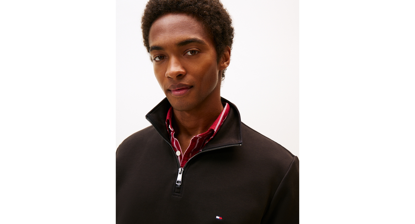 Tommy Hilfiger Men's Essential Intechno Knit Regular-Fit Quarter-Zip Sweatshirt - Black