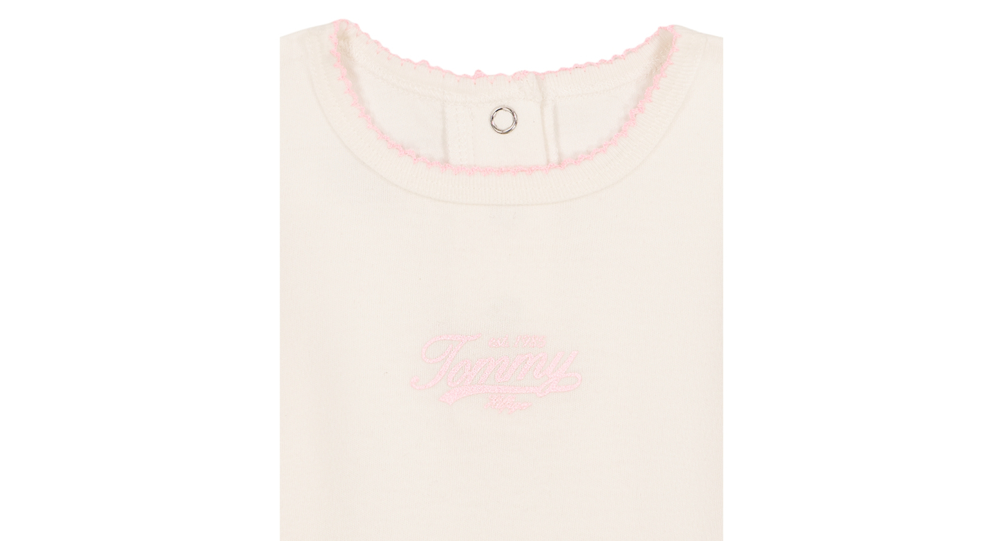 Tommy Hilfiger Baby Girls' Sherpa Full-Zip Hoodie, T-Shirt and Wide-Leg Pants, 3-Piece Set - Egret/Sea Pink