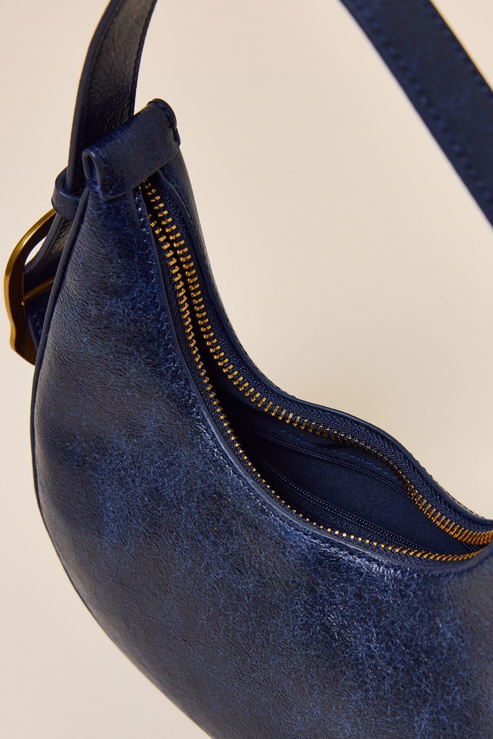 UO Ella Buckled Crescent Shoulder Bag - Navy