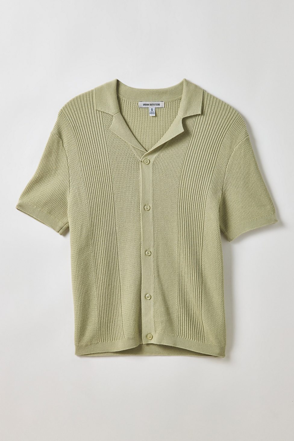 UO Catamaran Camp Collar Short Sleeve Sweater - Aqua Grey