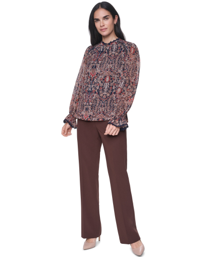 Tommy Hilfiger Women's Lace Long-Sleeve Blouse - Midnight/ Khaki