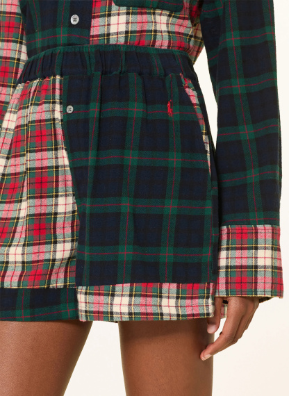 POLO RALPH LAUREN Shorty-Schlafanzug aus Flanell – DUNKELBLAU / CREME / ROT