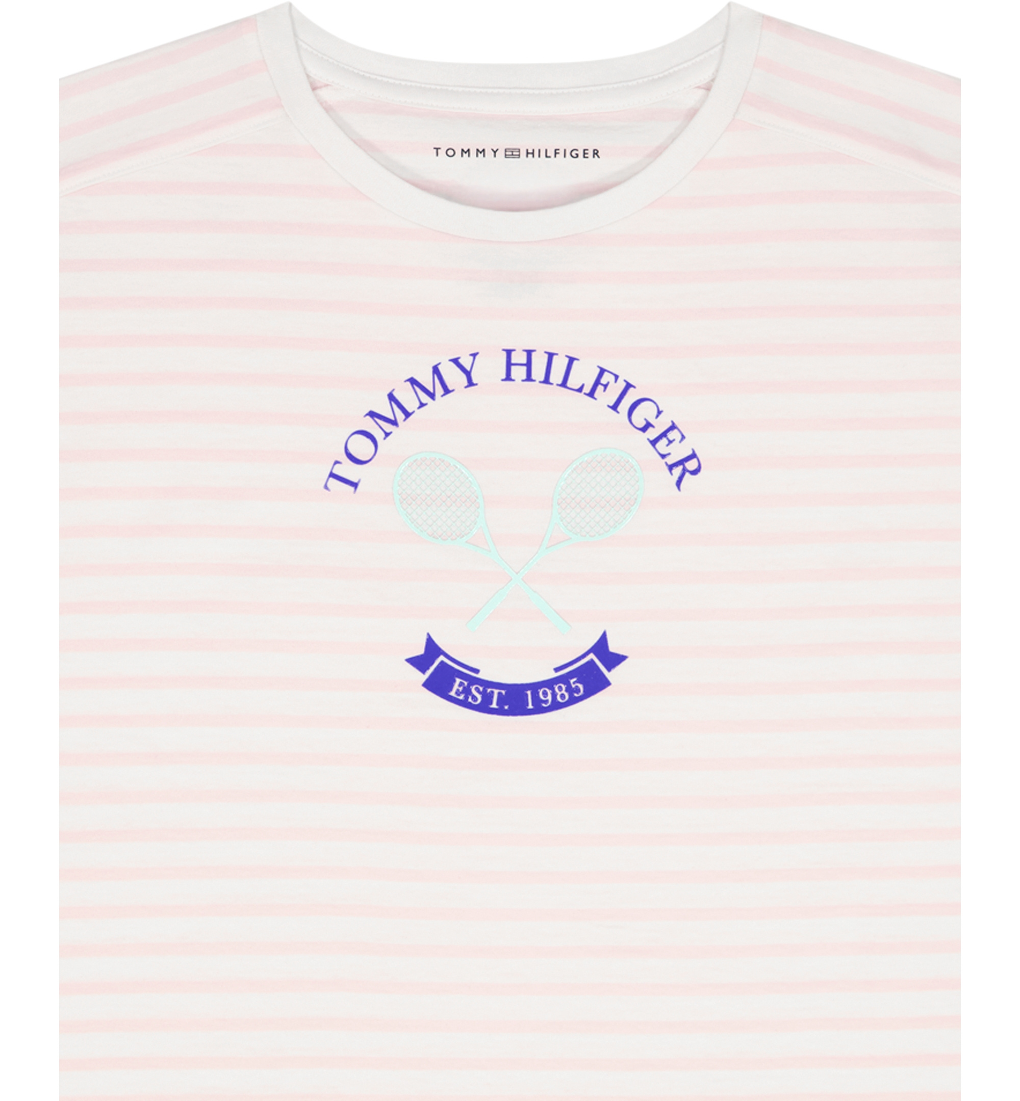 Tommy Hilfiger Girls' 7-16 Round Neck Stripe T-Shirt - Light Pink