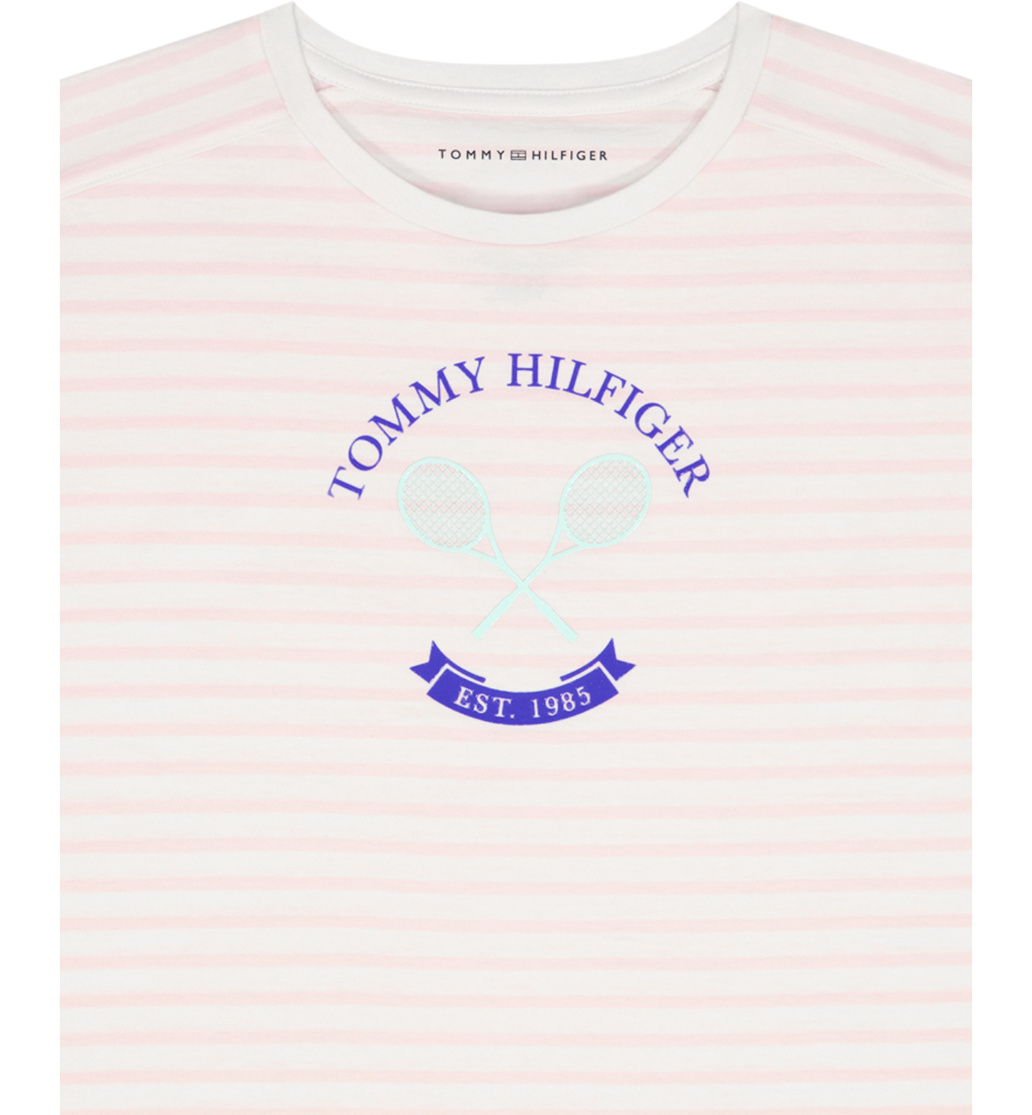Tommy Hilfiger Girls' 7-16 Round Neck Stripe T-Shirt - Light Pink