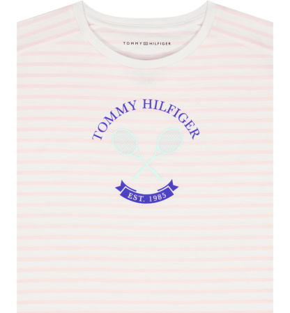 Tommy Hilfiger Girls' 7-16 Round Neck Stripe T-Shirt - Light Pink