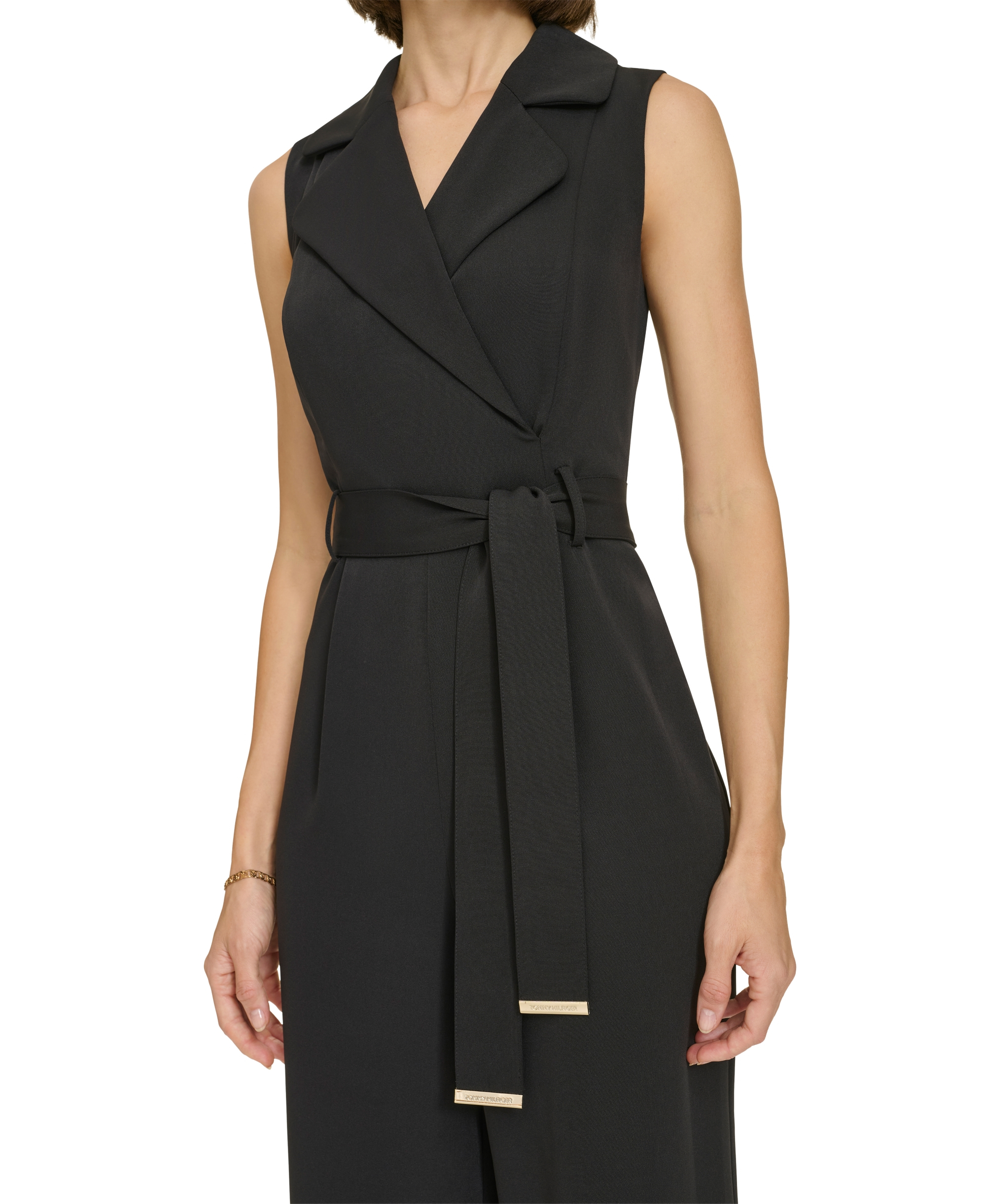 Tommy Hilfiger Women's Sleeveless Belted Jumpsuit - Black