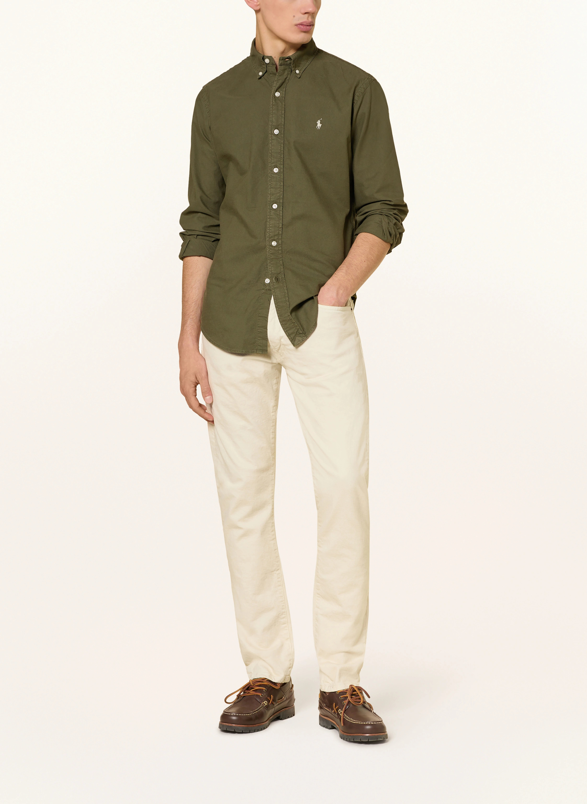 POLO RALPH LAUREN Oxfordhemd Custom Fit – OLIV / CREME