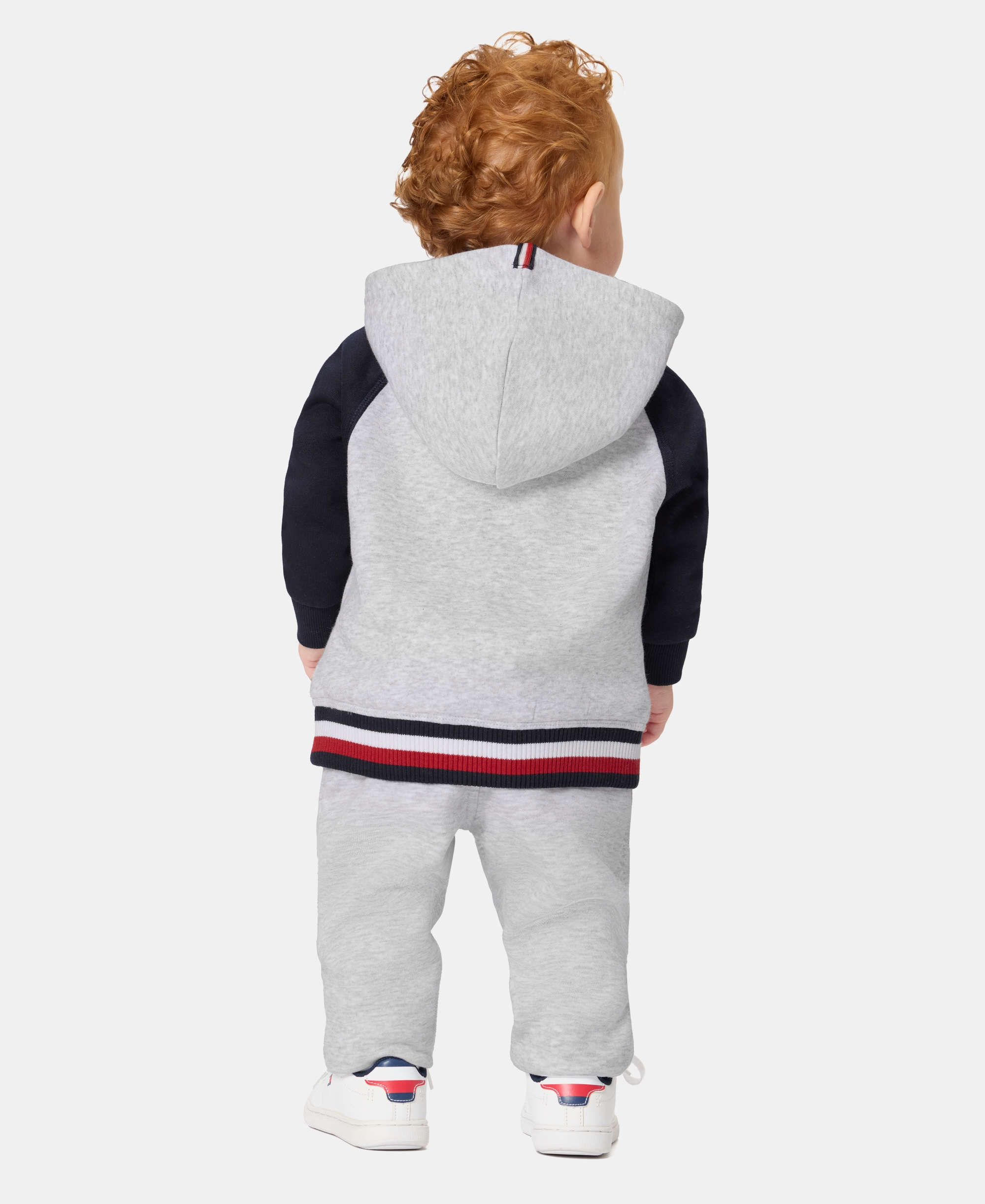 Tommy Hilfiger Baby Boys' Color-Blocked Logo Hoodie and Jogger Pants, 2-Piece Set - Gray Heather/Navy