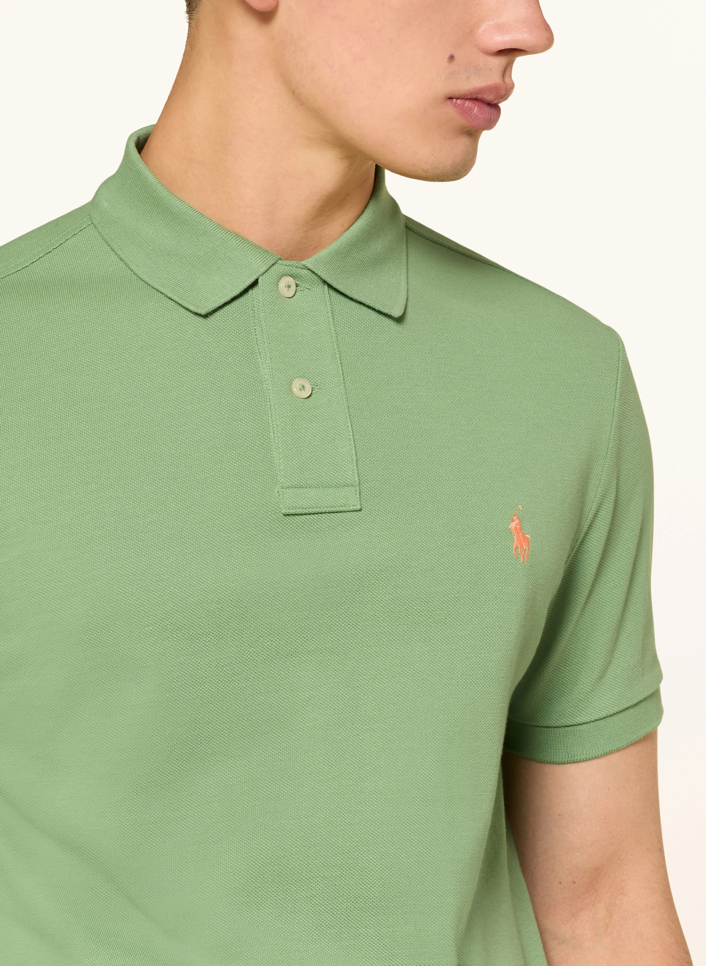 POLO RALPH LAUREN Piqué-Poloshirt Custom Slim Fit – GRÜN / LACHS