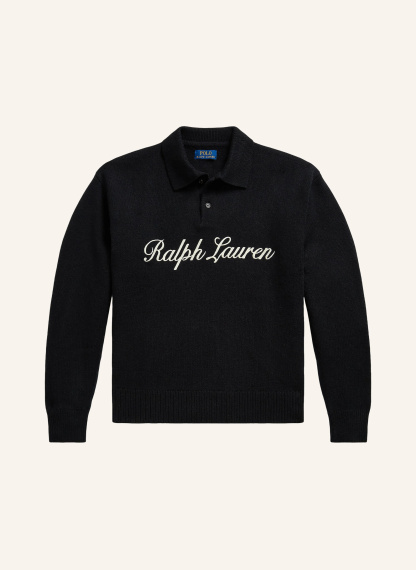 POLO RALPH LAUREN Strick-Poloshirt Relaxed Fit – SCHWARZ / ECRU