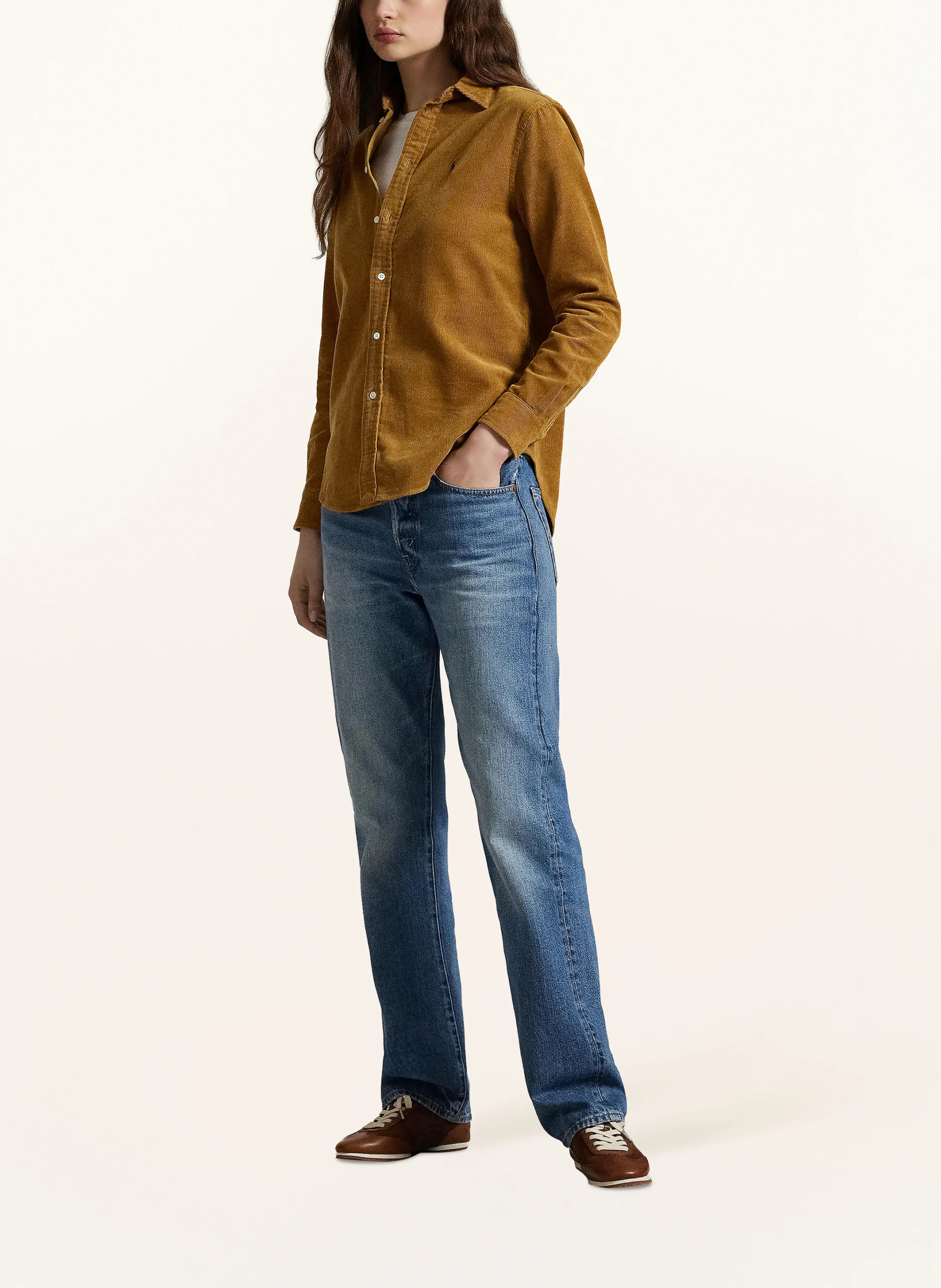 POLO RALPH LAUREN Hemdbluse aus Cord – COGNAC