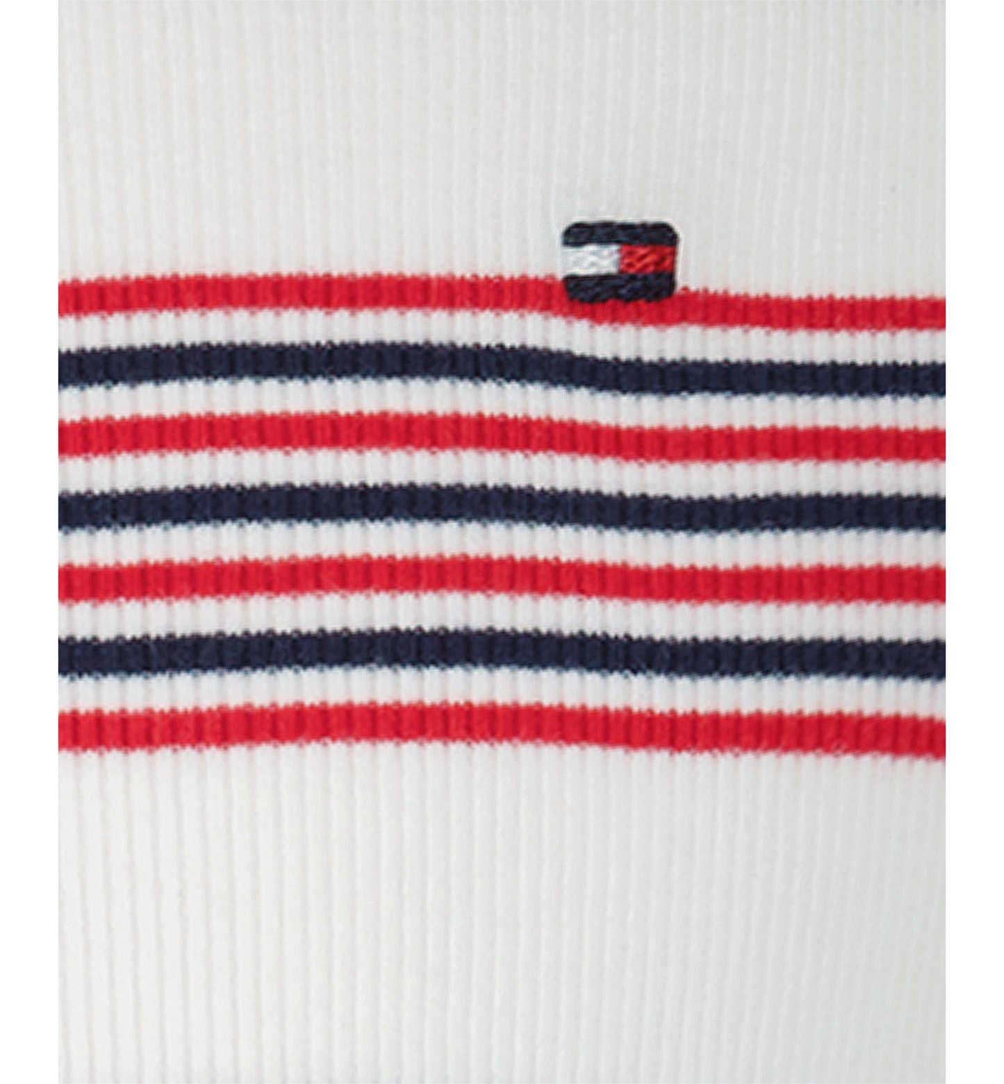 Tommy Hilfiger Girls' 7-16 Striped Ribbed Short-Sleeve Dress - White/Red/Navy
