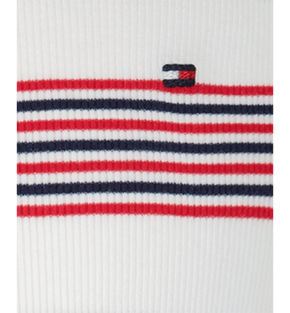 Tommy Hilfiger Girls' 7-16 Striped Ribbed Short-Sleeve Dress - White/Red/Navy