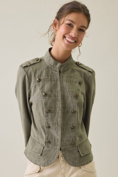 BDG Cate Cotton Band Jacket - Olive