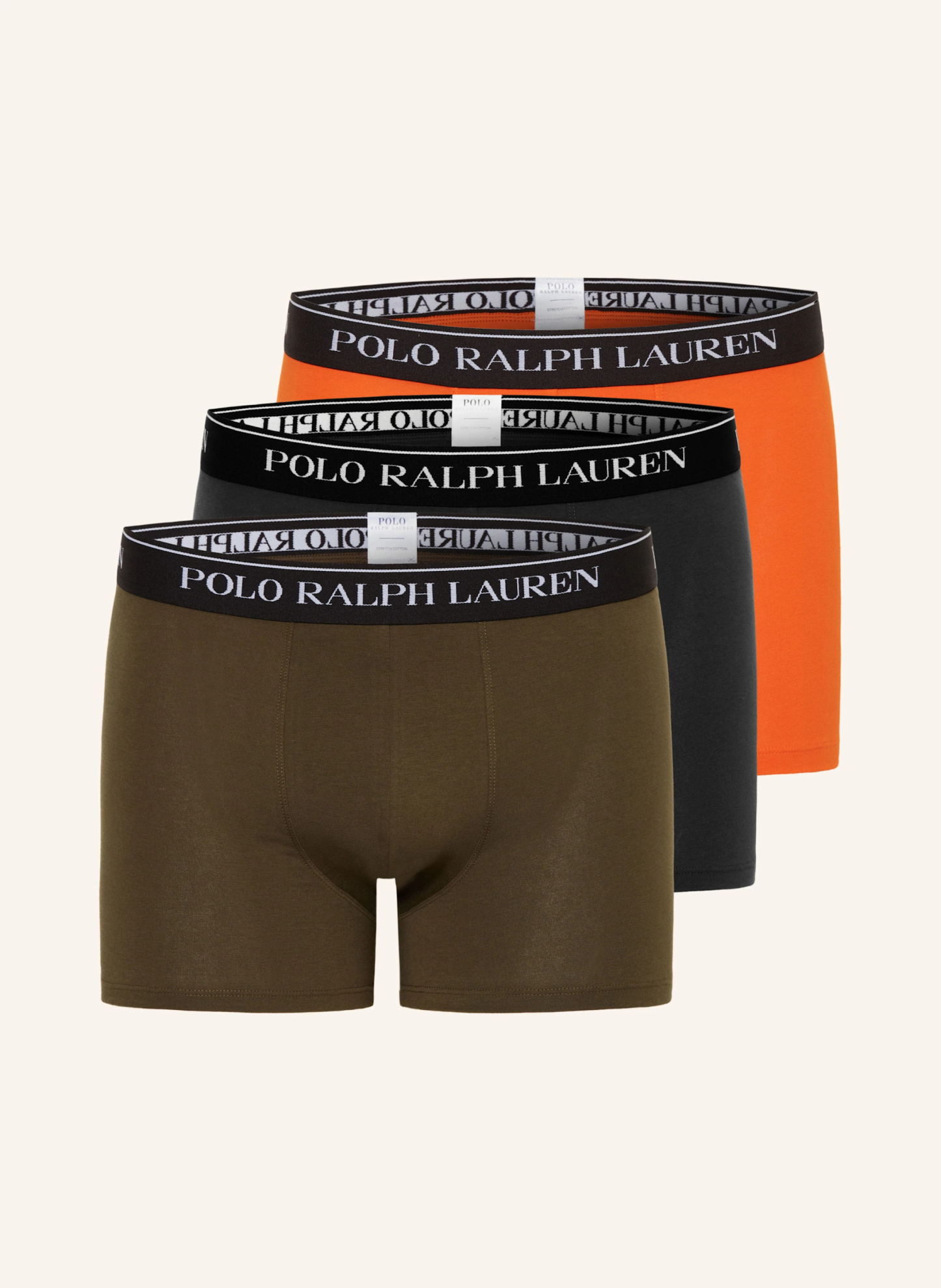 POLO RALPH LAUREN 3er-Pack Boxershorts – SCHWARZ / ORANGE / KHAKI
